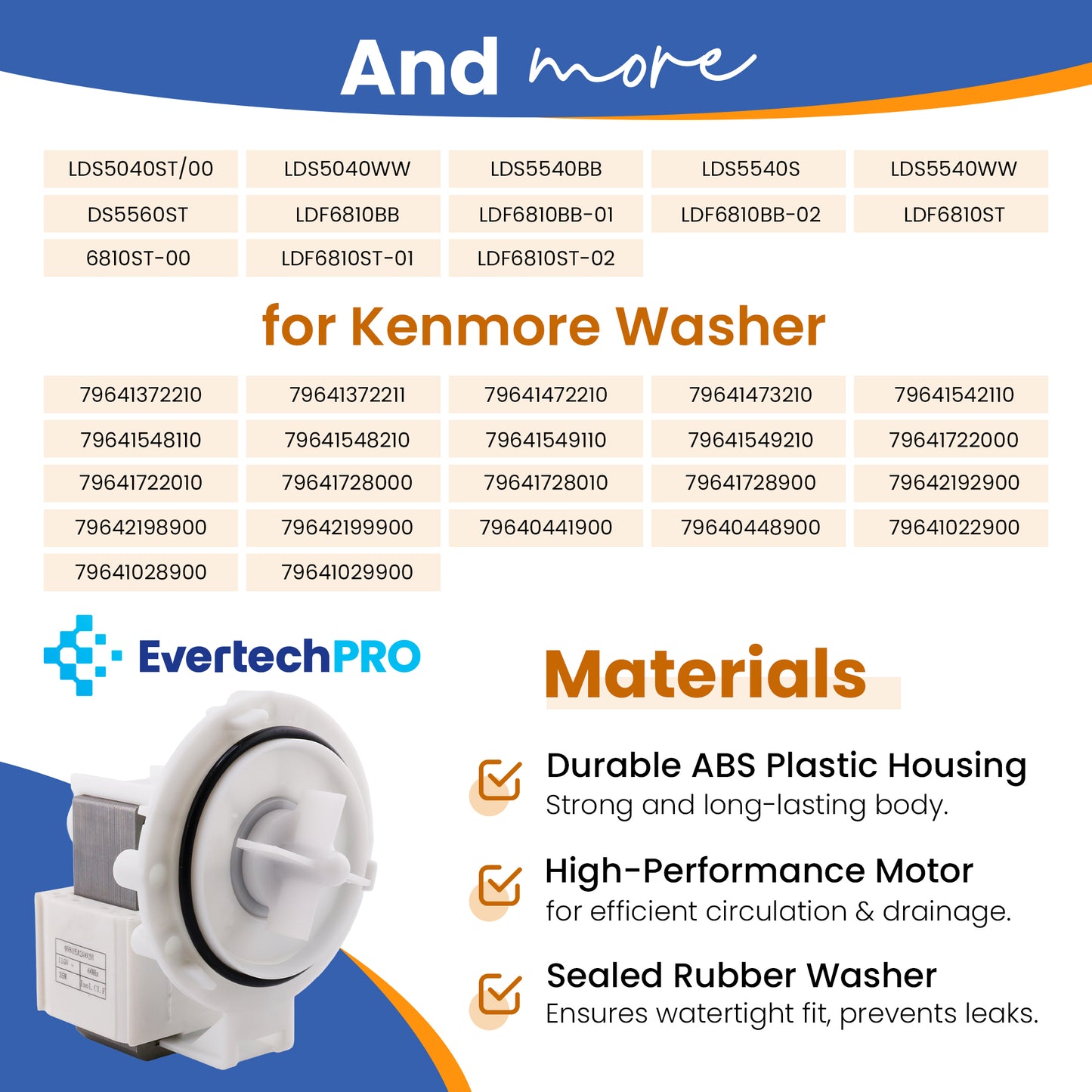 EvertechPRO 4681EA2002H Motor Pump Assembly Replacement for LG Washer 4681EA2001S 1461702 4681EA2002D AH3523285