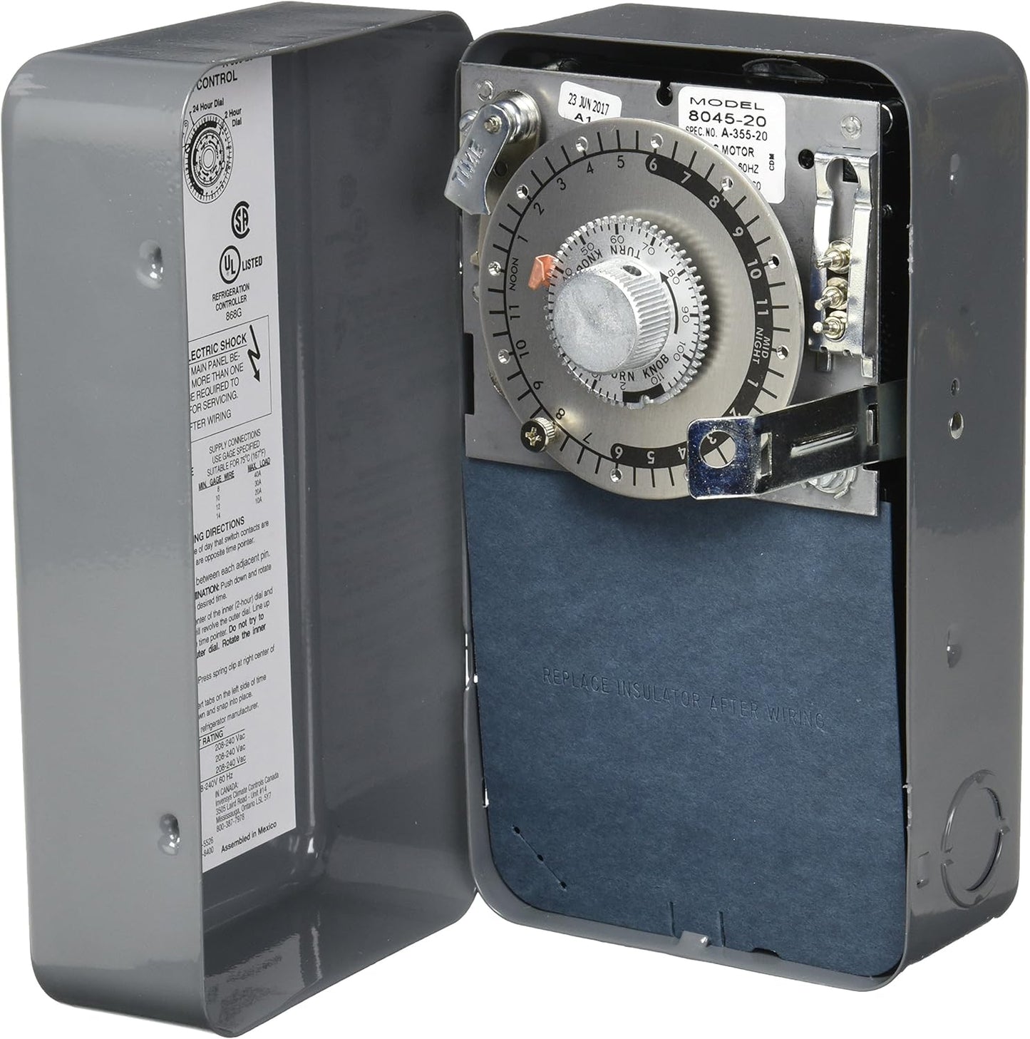 8045‑20 Defrost Control Timer Switch – Commercial Refrigerator & Freezer Replacement, 208–240V, 40A, Adjustable Cycle