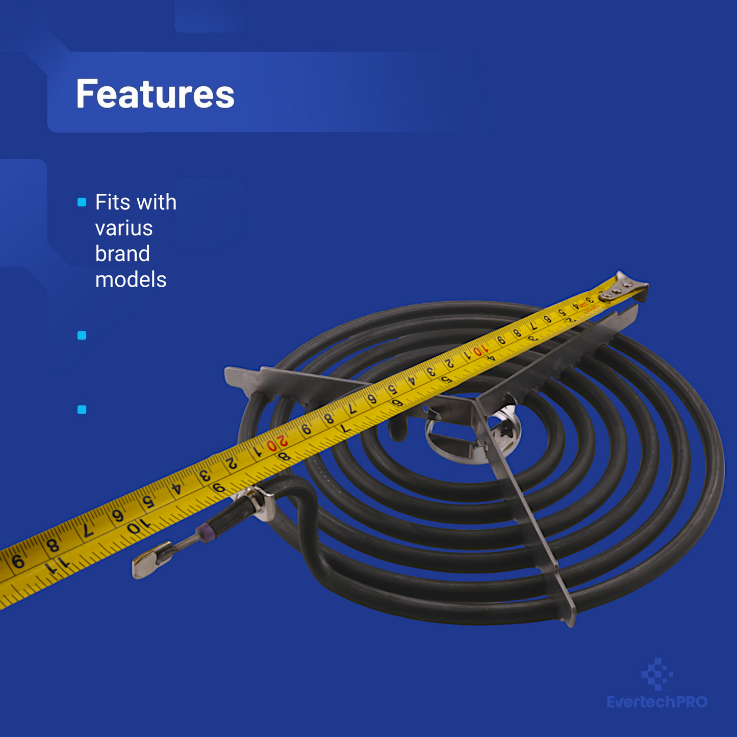 EvertechPRO WB30M2 8" Electric Range Burner Coil for G.E Stoves, 6 Turns CH30M2