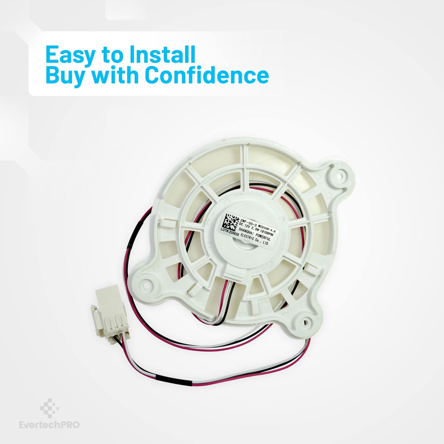 EvertechPRO DA31-00287B Evaporator Fan Motor Assembly Replacement for Samsung Refrigerator DA31-00334C DA96-00968A