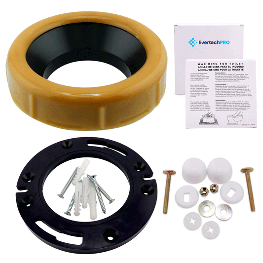 EvertechPro Toilet Wax Ring Kit with Reinforced Flange & Bolts – Fits 3” to 4” Waste Lines – Leak-Proof, Durable, Easy Installation – Includes Mounting Hardware