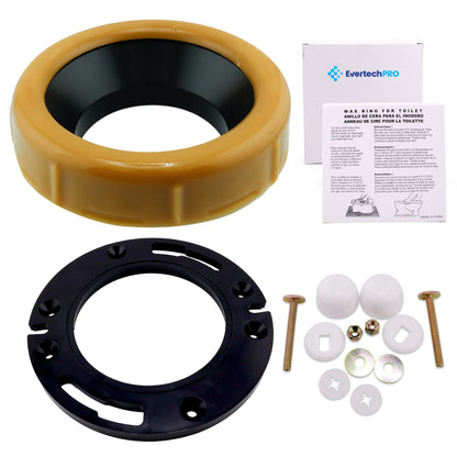 EvertechPro Toilet Wax Ring Kit with Reinforced Flange & Bolts – Fits 3” to 4” Waste Lines – Leak-Proof, Durable, Easy Installation – Includes Mounting Hardware