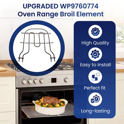 EvertechPro Oven Bake Element WP9760774 – Replaces 9760774 – Compatible with KitchenAid, Whirlpool, Maytag, Jenn-Air – Heating Element for Electric Wall Ovens