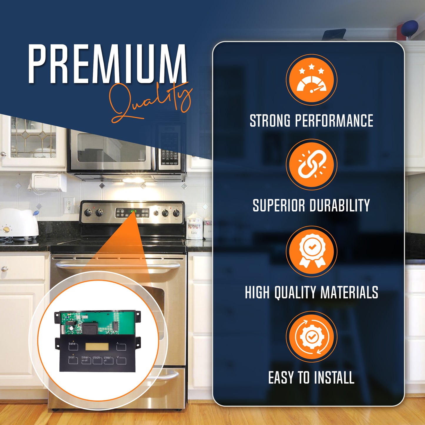 EvertechPRO 5304518661 7-Button Range Oven Control Board – OEM-Quality Replacement for Frigidaire / Electrolux / Kenmore Gas Ranges, Replaces 316455410, AP6886161, 316222802 & More