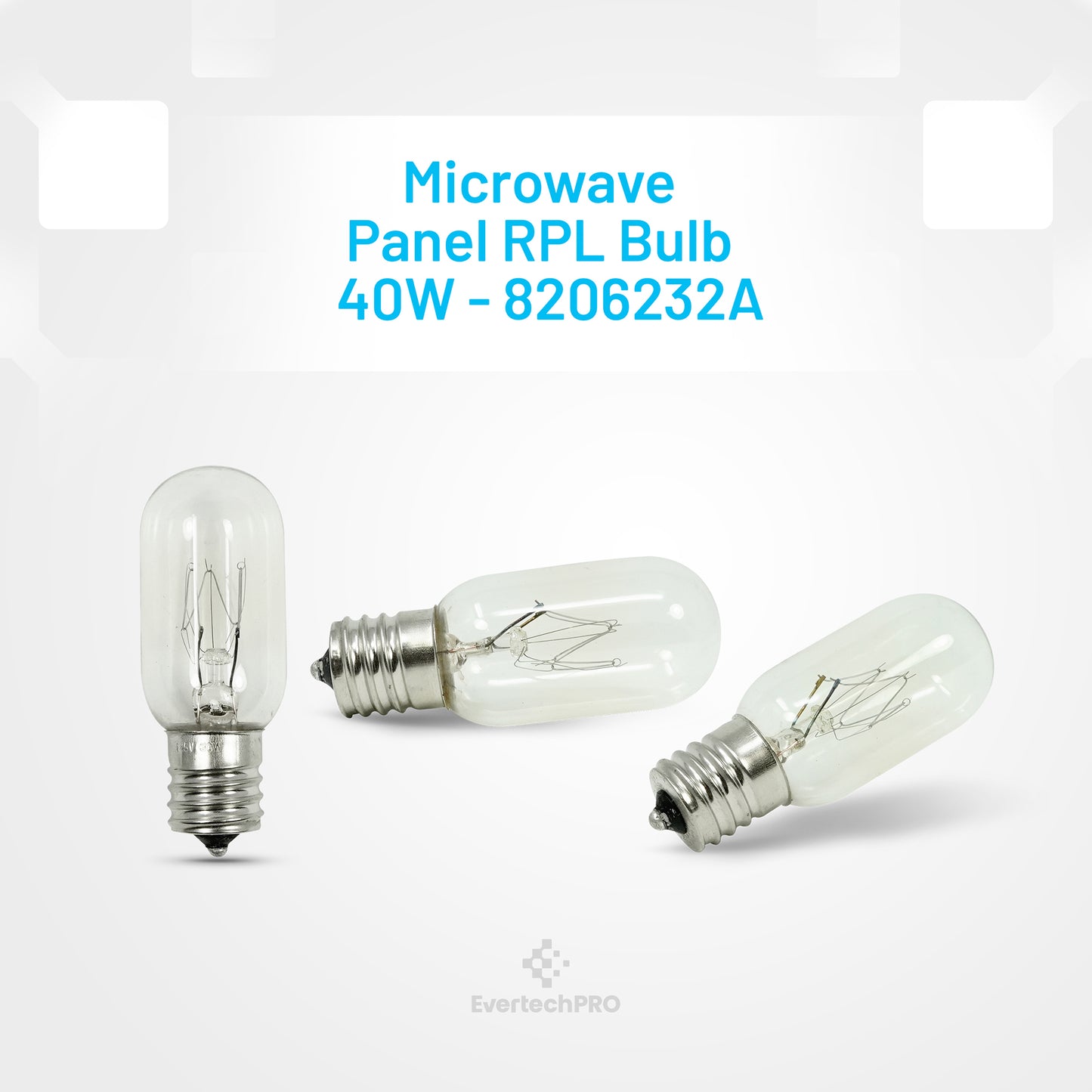 EvertechPRO 6912W1Z004B Light Bulb Pack of 3 Replacement for LG Microwave 6912W1Z004A 1266875 3B70067E 6912W12004A