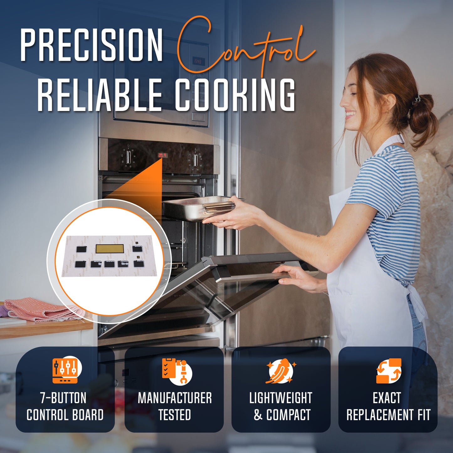 EvertechPRO 5304518661 7-Button Range Oven Control Board – OEM-Quality Replacement for Frigidaire / Electrolux / Kenmore Gas Ranges, Replaces 316455410, AP6886161, 316222802 & More