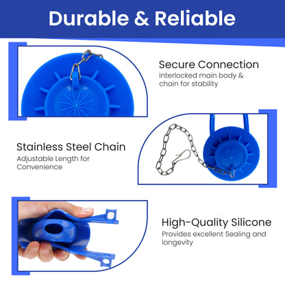 EvertechPRO 2-Inch Toilet Flapper Replacement with Adjustable Stainless Steel Chain – Universal Fit for American Standard, Kohler, Toto, AquaSource – Leak-Proof High-Quality Silicone