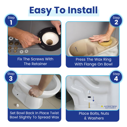 EvertechPro Toilet Wax Ring Kit with Reinforced Flange & Bolts – Fits 3” to 4” Waste Lines – Leak-Proof, Durable, Easy Installation – Includes Mounting Hardware