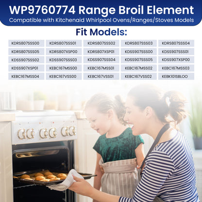 EvertechPro Oven Bake Element WP9760774 – Replaces 9760774 – Compatible with KitchenAid, Whirlpool, Maytag, Jenn-Air – Heating Element for Electric Wall Ovens