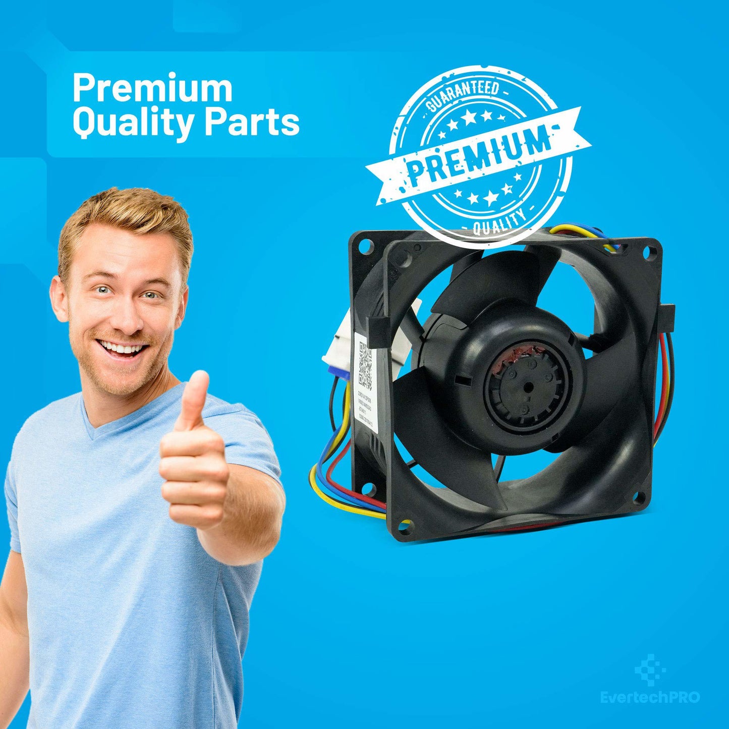 EvertechPRO WR60X26866 Evaporator Fan Motor Replacement for GE Refrigerator WR02X13733 WR60X10341 WR60X10356 WR60X24303