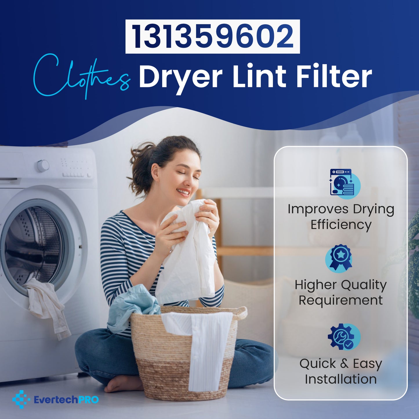 EvertechPRO 5304516871 WE18X53 Lint Filter Replacement 131152700 131359600 131359601 WE16X29397 WE16X25594 WE18X10003