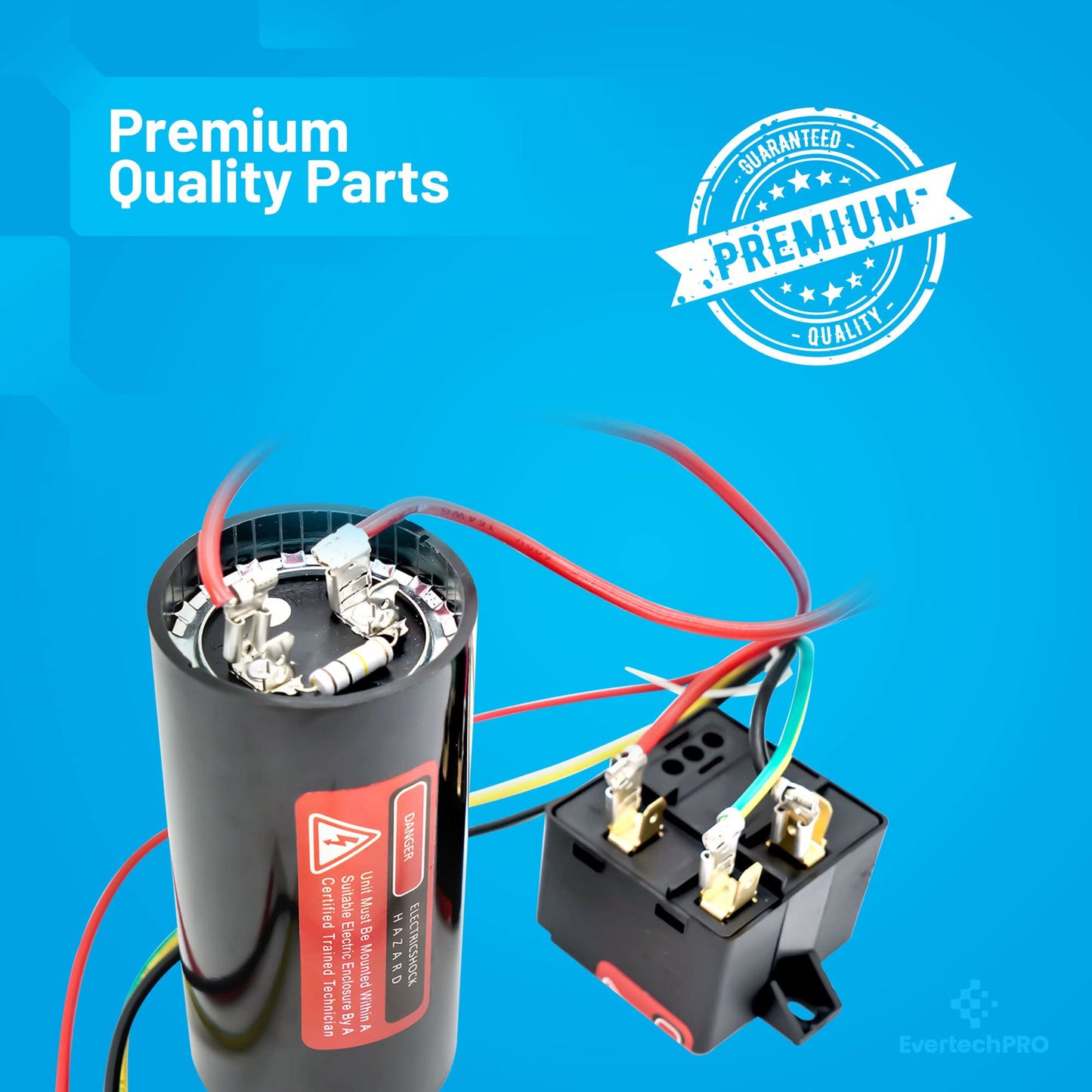 EVERTECHPRO 5-2-1 208/240VAC 189-227uF Compressor Saver Hard Start Capacitor Relay kit for 3.5 to 4.5 Ton Units Replacement for AC Air Conditioner