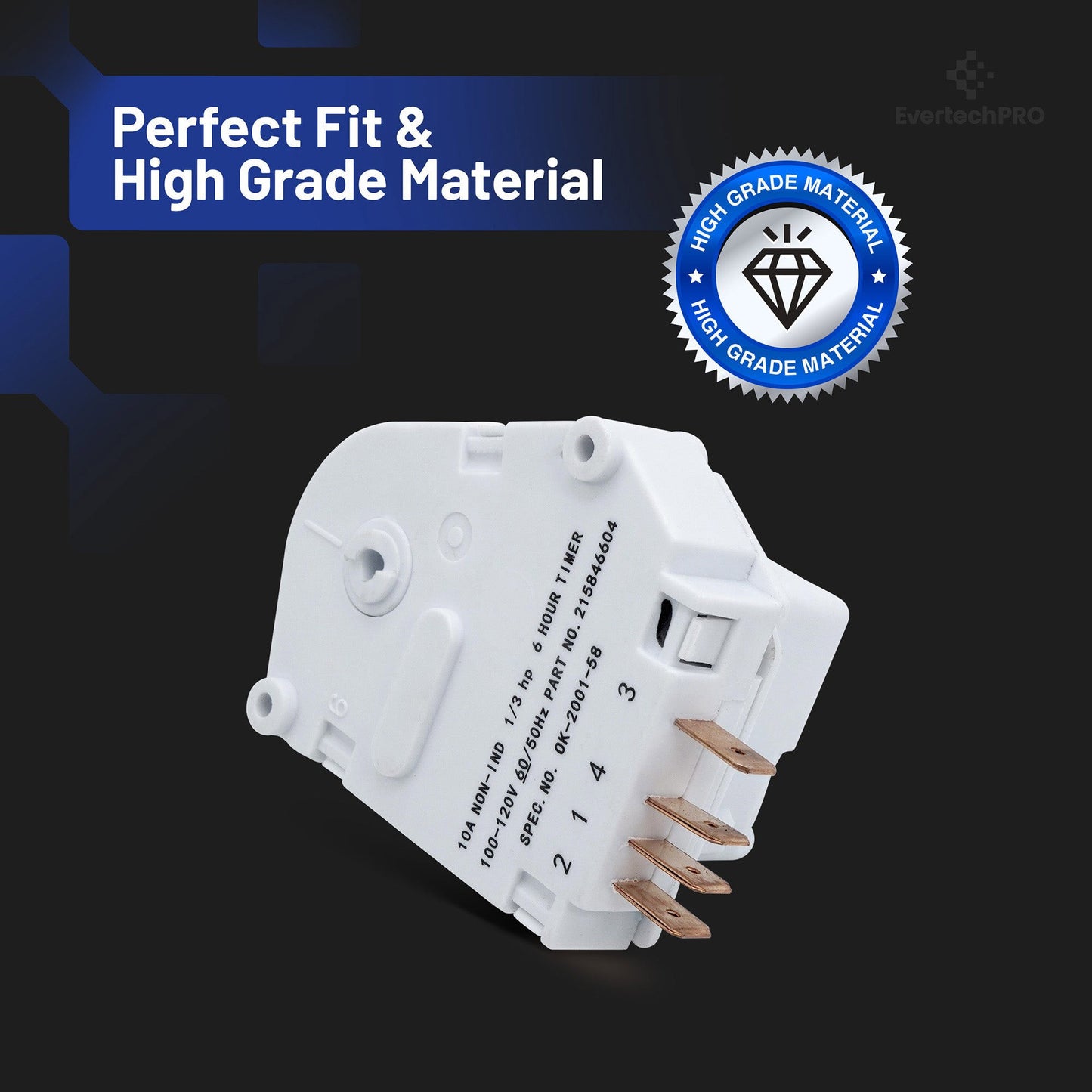 EvertechPRO 215846604 Defrost Timer for Frigi-daire Refrigerator 120V