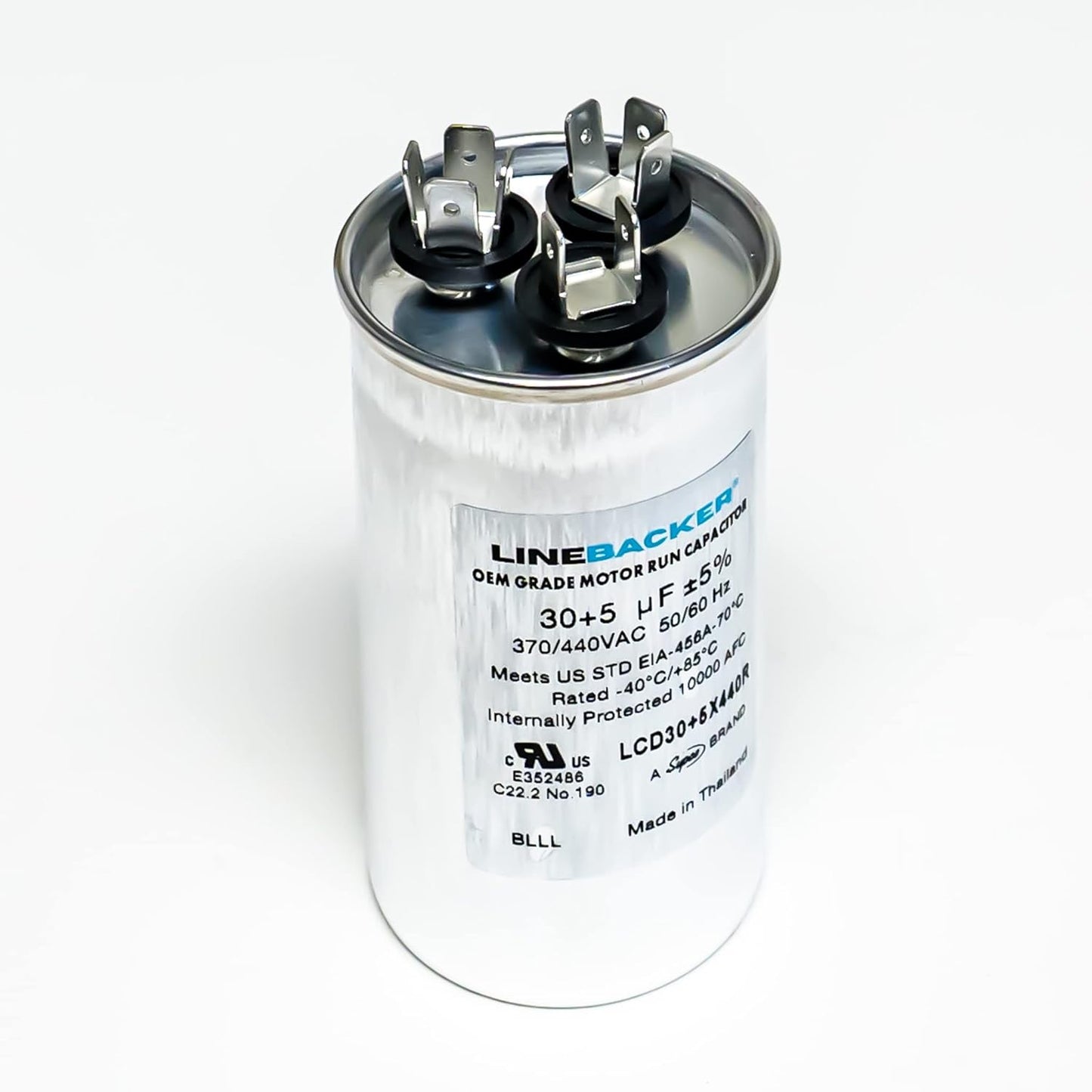 Supco Capacitor Round Dual Run 30 + 5 uf 370/440 Volts for HVAC Motors Compressors LCD30+5X440R Linebacker