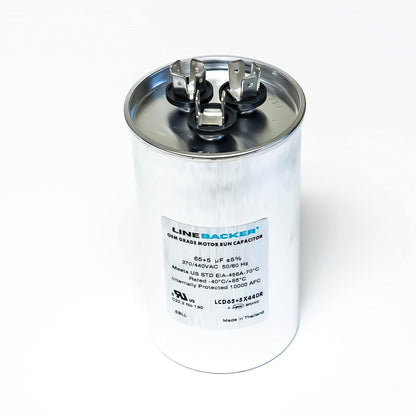 Supco Capacitor Round Dual Run 65 + 5 uf 370/440 Volts for HVAC Motors Compressors LCD65+5X440R Linebacker