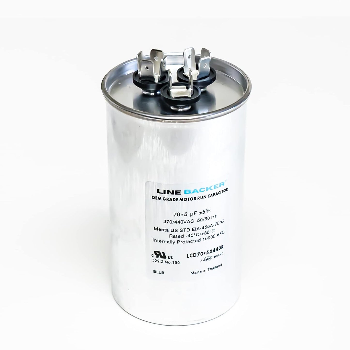 Supco Capacitor Round Dual Run 70 + 5 uf 370/440 Volts for HVAC Motors Compressors LCD70+5X440R Linebacker
