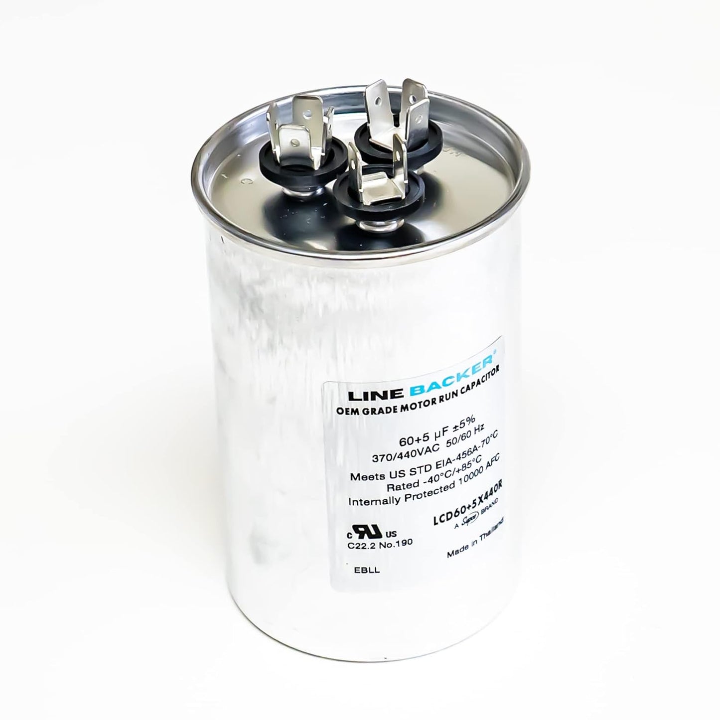 Supco Capacitor Round Dual Run 60 + 5 uf 370/440 Volts for HVAC Motors Compressors LCD60+5X440R Linebacker