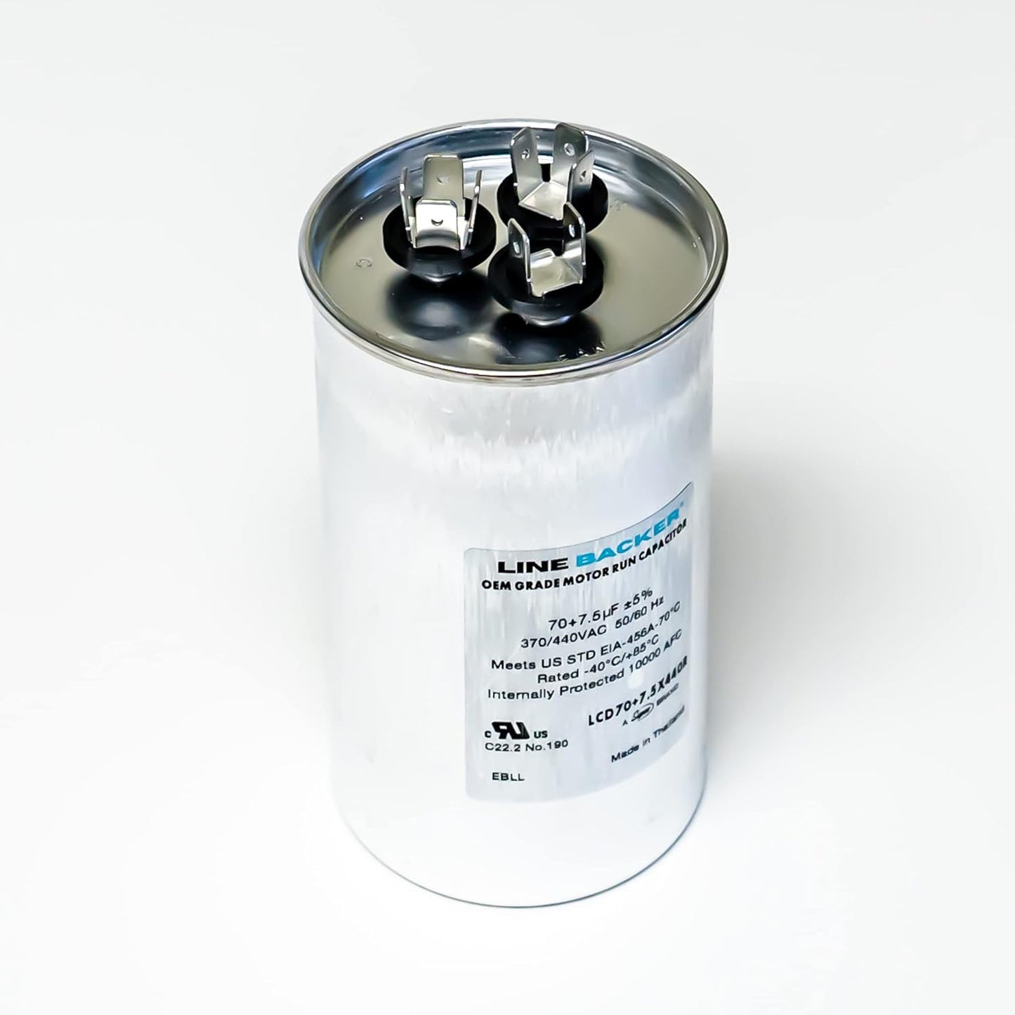Supco Capacitor Round Dual Run 70 + 7.5 uf 370/440 Volts for HVAC Motors Compressors LCD70+7.5X440R Linebacker