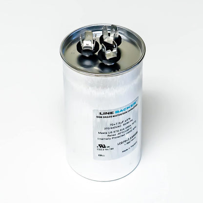 Supco Capacitor Round Dual Run 70 + 7.5 uf 370/440 Volts for HVAC Motors Compressors LCD70+7.5X440R Linebacker