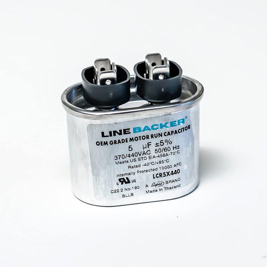 Supco Capacitor Oval Run 5 uf 370/440 Volts for HVAC Motors Compressors LCR5X440 Linebacker
