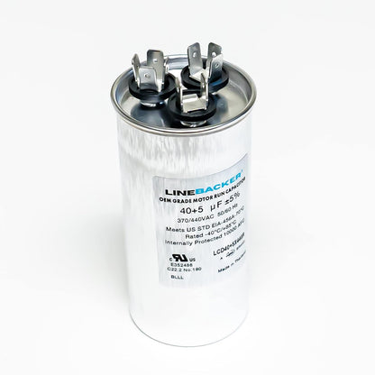 Supco Capacitor Round Dual Run 40 + 5 uf 370/440 Volts for HVAC Motors Compressors LCD40+5X440R Linebacker