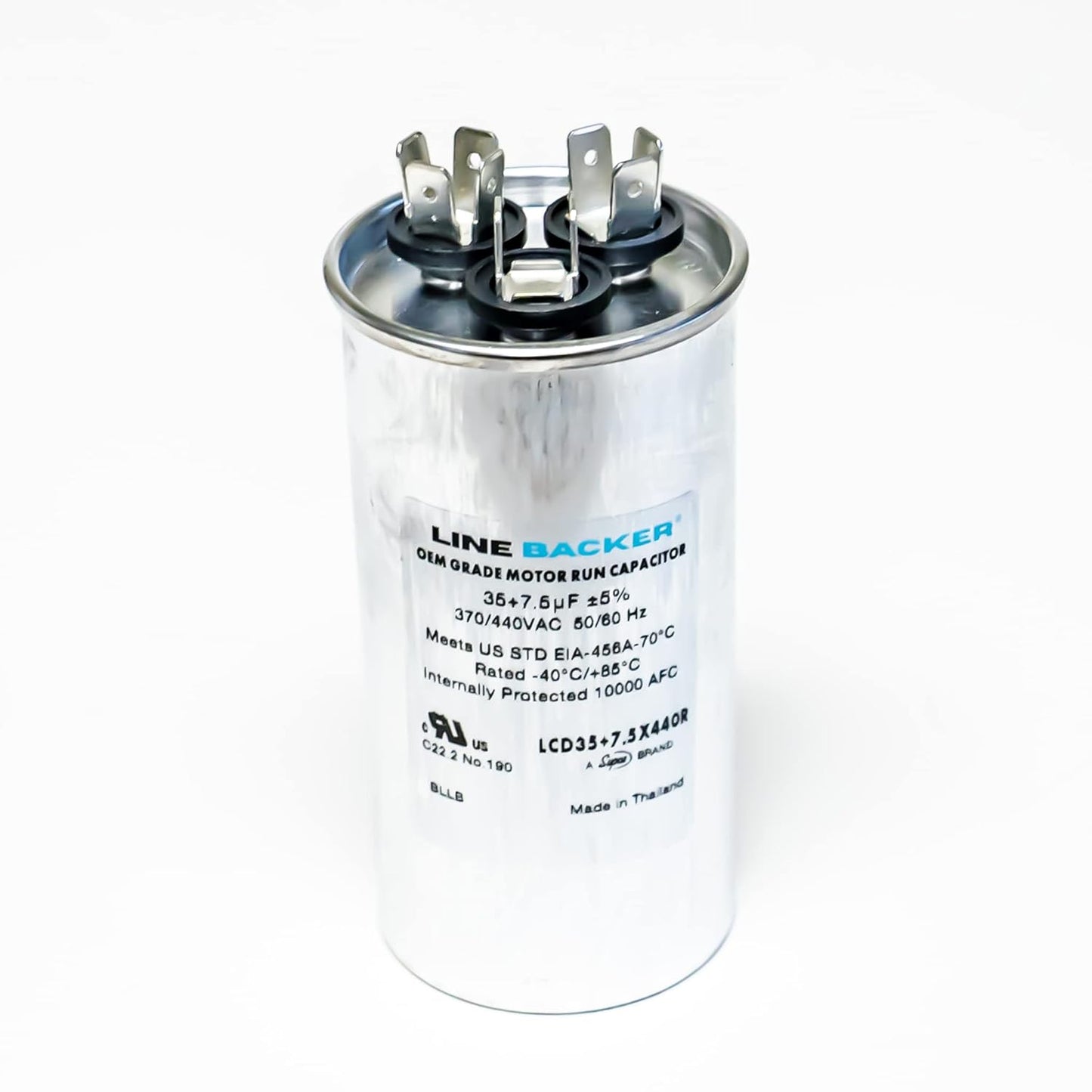 Supco Capacitor Round Dual Run 35 + 7.5 uf 370/440 Volts for HVAC Motors Compressors LCD35+7.5X440R Linebacker