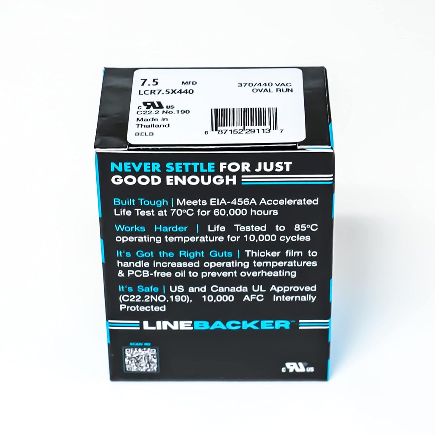 Supco Capacitor Oval Run 7. 5 uf 370/440 Volts for HVAC Motors Compressors LCR7.5X440 Linebacker