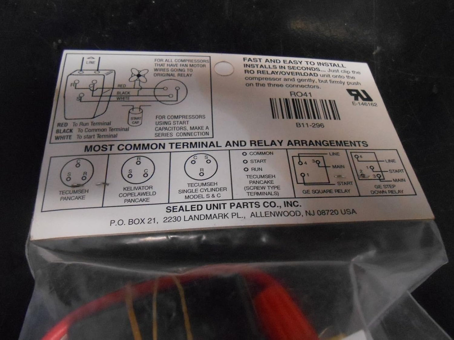 Relay Overload Combination Supco HVAC RO41 1/4 1/3 HP