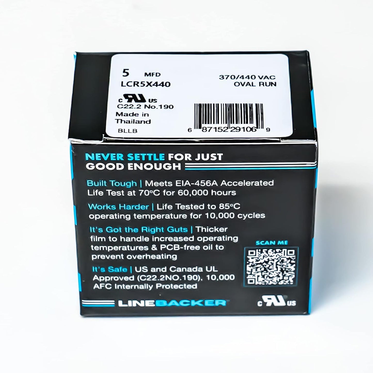 Supco Capacitor Oval Run 5 uf 370/440 Volts for HVAC Motors Compressors LCR5X440 Linebacker