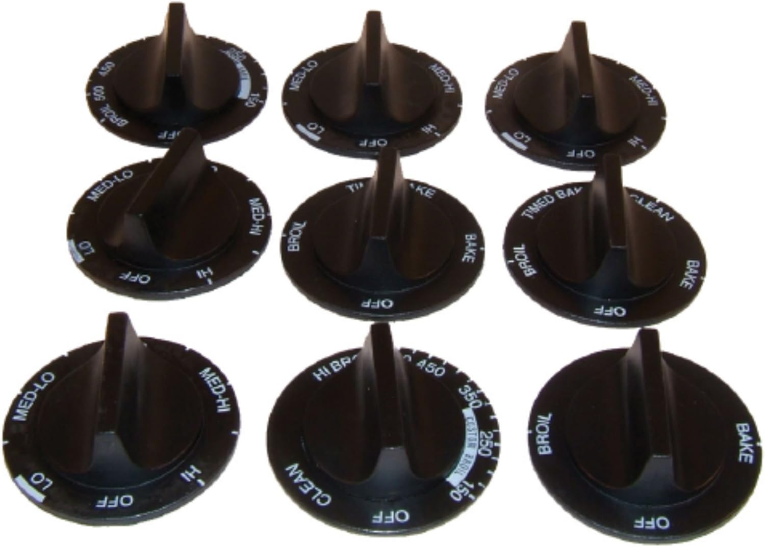 Supco RK362 Direct Replacement Range Knob Set For Whirlpool 814362, 3149928, 3150345, Set of 9 Knobs
