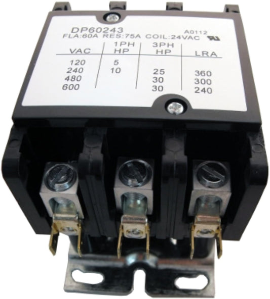 DP60243 Genuine OEM Supco Contactor 60A 24V 3 Pole