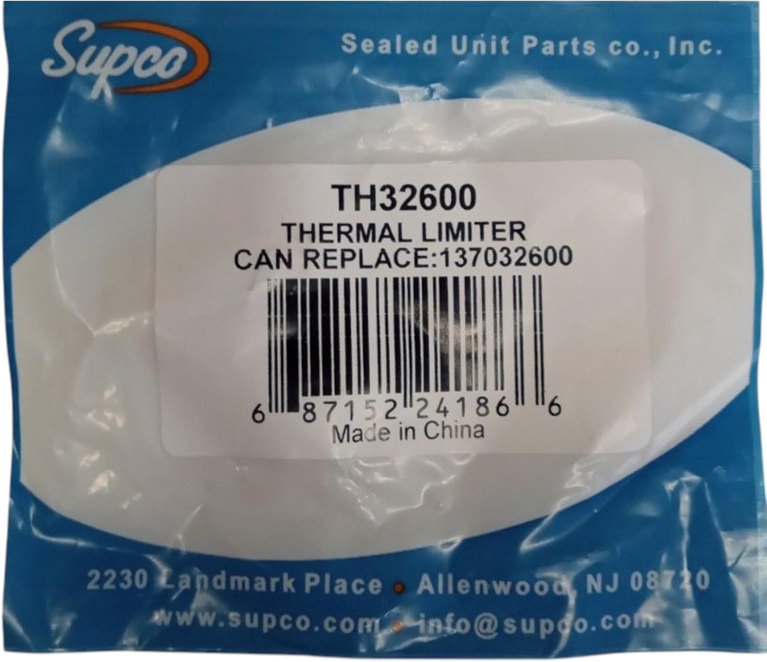 Supco TH32600 Dryer High Limit Thermal Fuse for Frigidaire Electrolux 137032600.