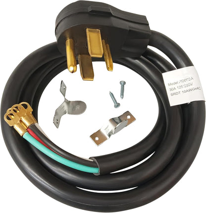 Electrical Dryer 6' Power Cord, 30 Amp, 4 Prong Wire 10 AWG, 125/250V, SDC4-30-6
