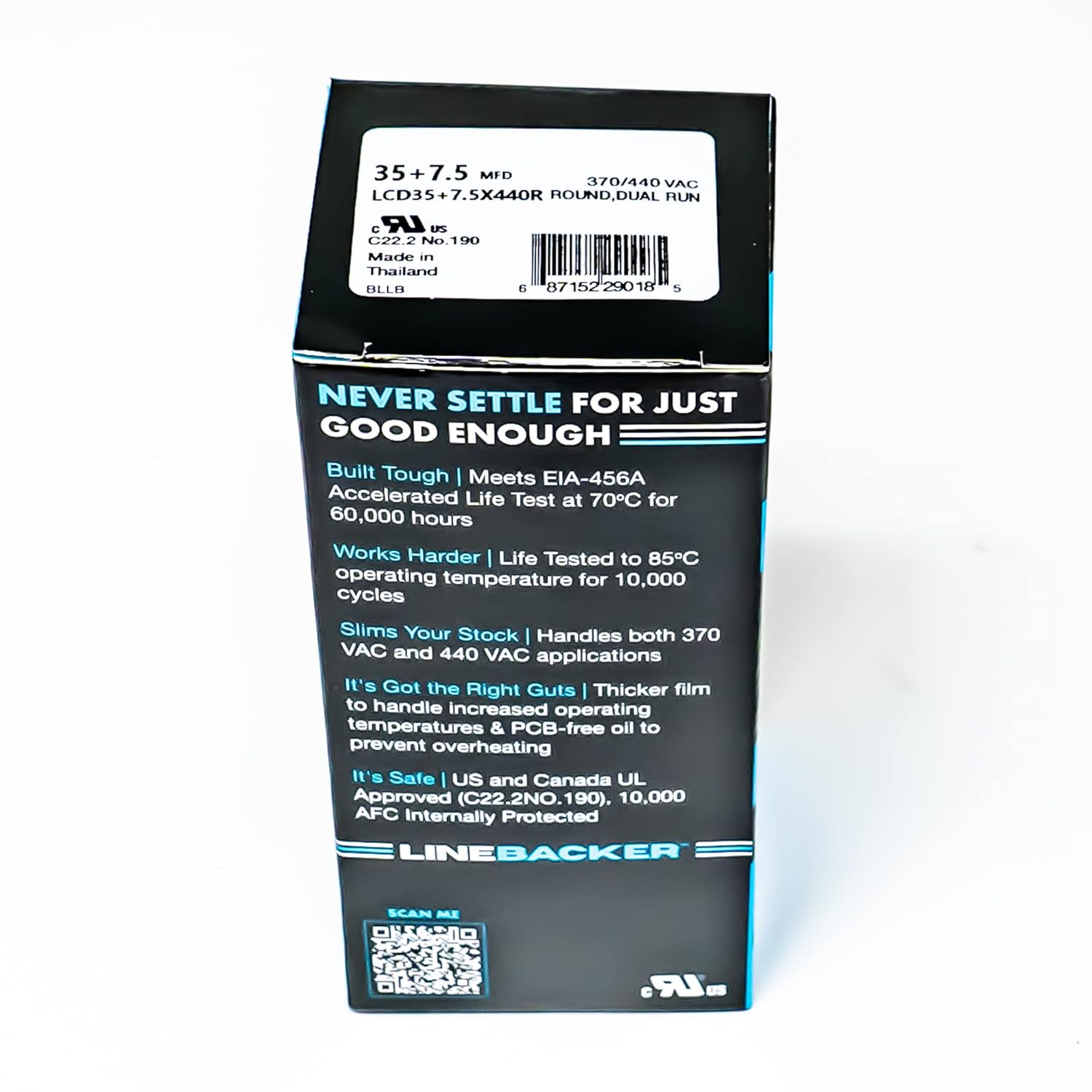 Supco Capacitor Round Dual Run 35 + 7.5 uf 370/440 Volts for HVAC Motors Compressors LCD35+7.5X440R Linebacker