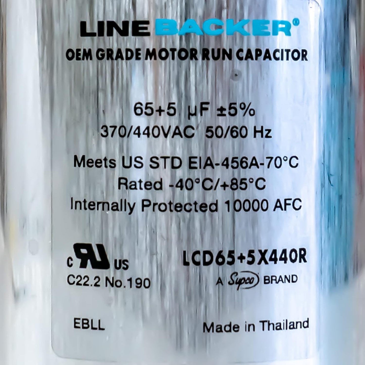 Supco Capacitor Round Dual Run 65 + 5 uf 370/440 Volts for HVAC Motors Compressors LCD65+5X440R Linebacker
