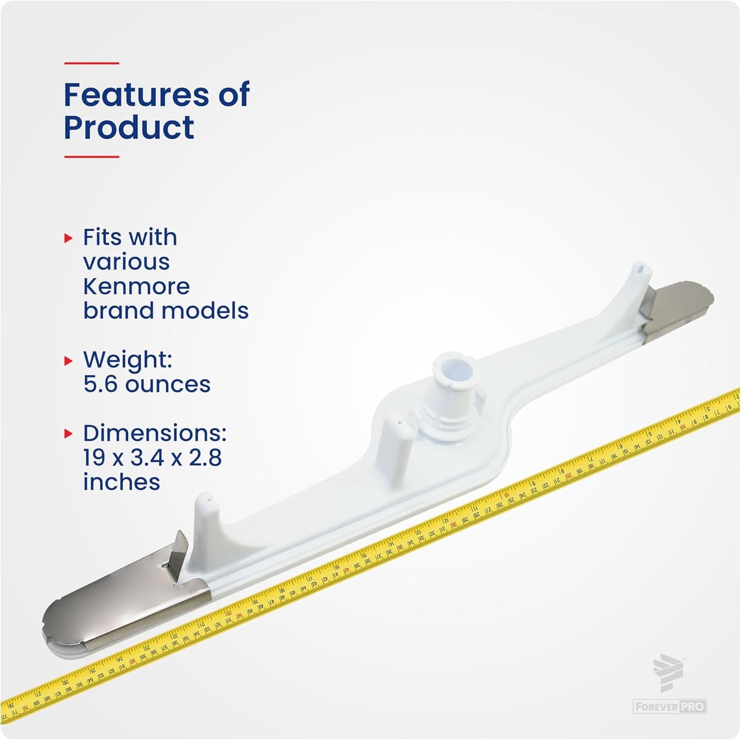 ForeverPRO 154568001 for Frigidaire Dishwasher Lower Spray Arm, High-Quality Durable fits Frigidaire Dishwasher Spray Arm, Compatible with Frigidaire Dishwasher Parts 154414101 154250801 154250901
