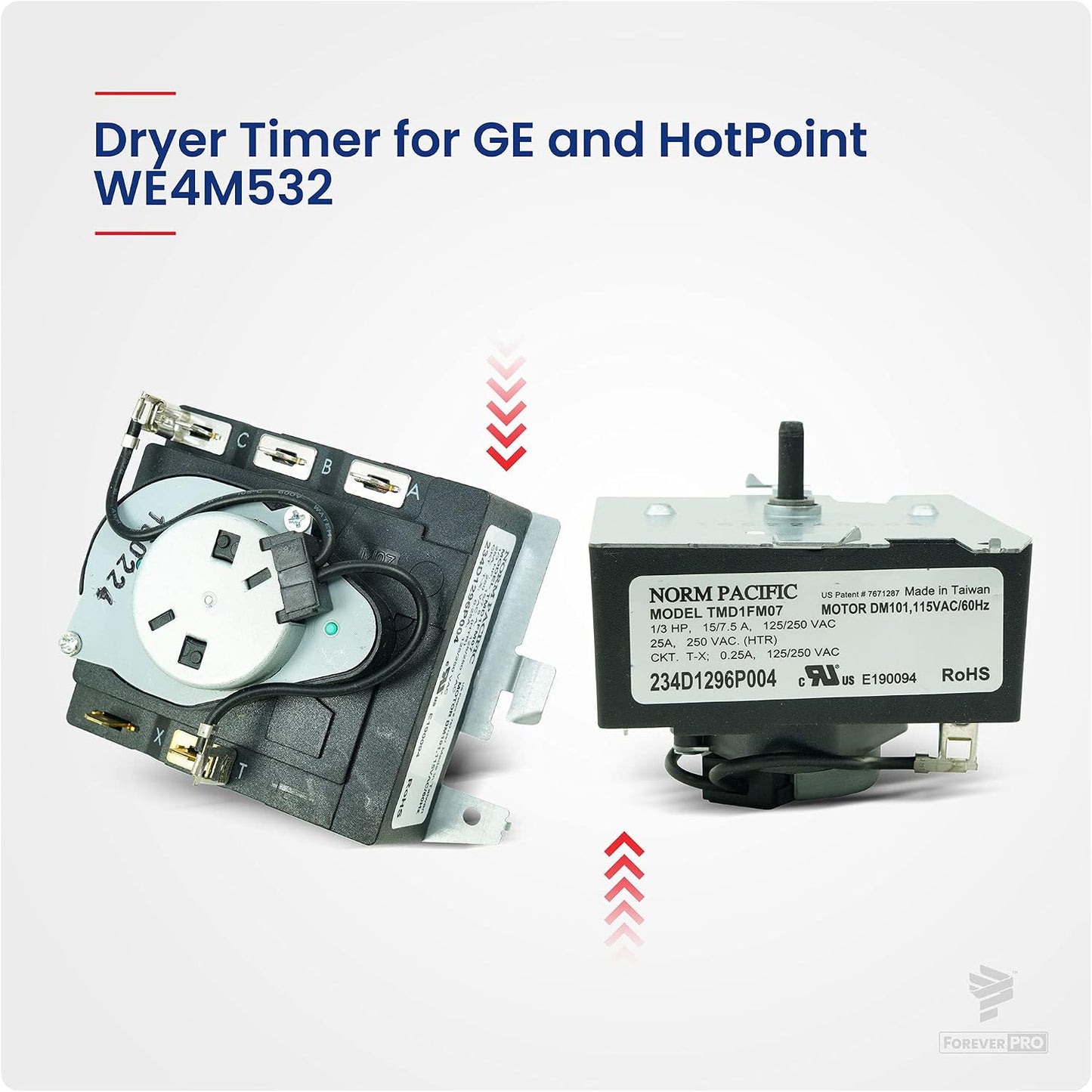 ForeverPRO WE4M532 Timer for GE Dryer WE4M362 3029573 PS8746223