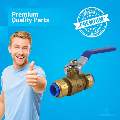 75197LF Heavy-Duty Ball Valve, 1/2 inch Push-Fit, Brass