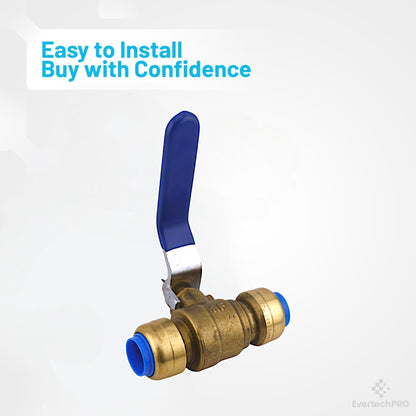 75197LF Heavy-Duty Ball Valve, 1/2 inch Push-Fit, Brass