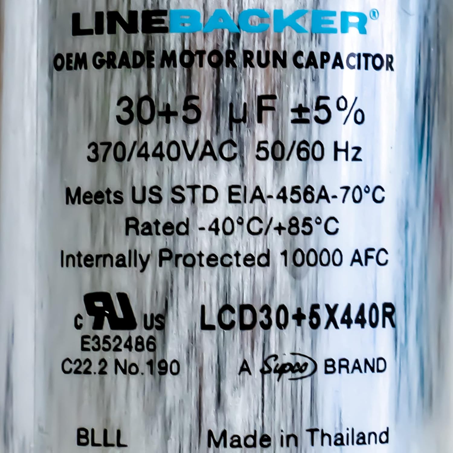 Supco Capacitor Round Dual Run 30 + 5 uf 370/440 Volts for HVAC Motors Compressors LCD30+5X440R Linebacker