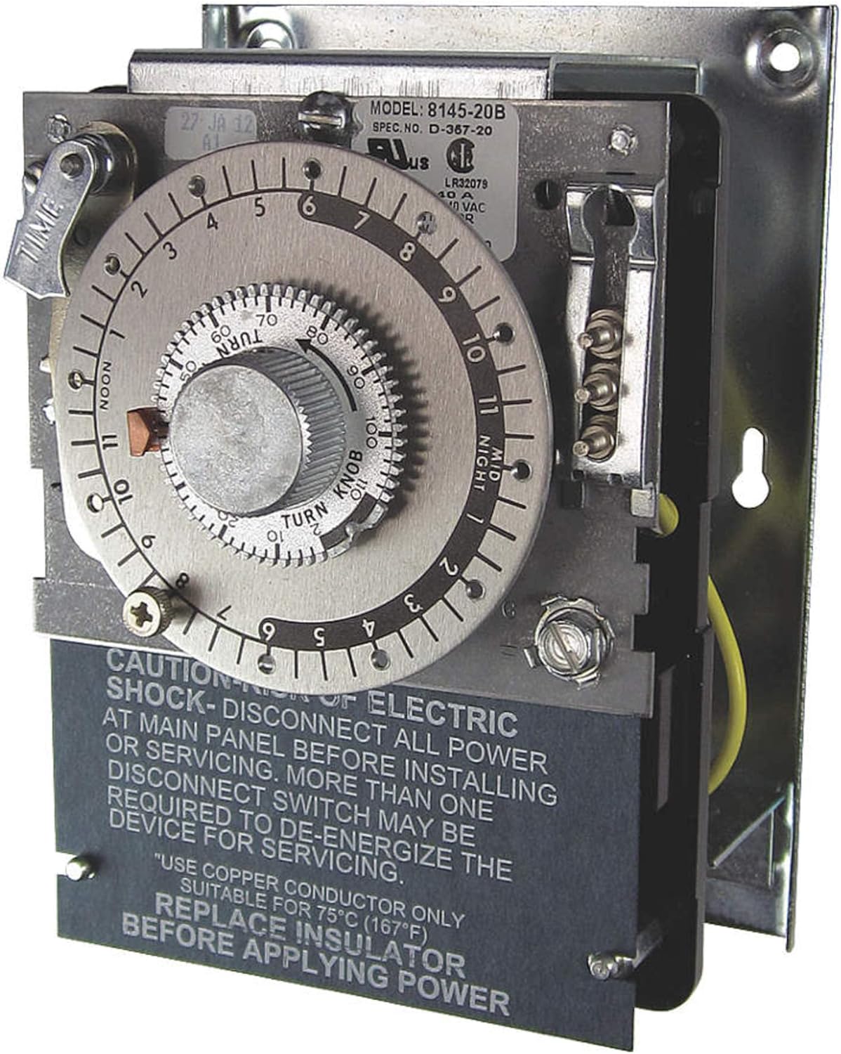 8145-20B Defrost Timer with Bracket – Mechanical Time-Initiated Defrost Control for Commercial Refrigeration Equipment – 208-240V 60Hz, Adjustable Defrost Cycles, Heavy-Duty Metal Housing