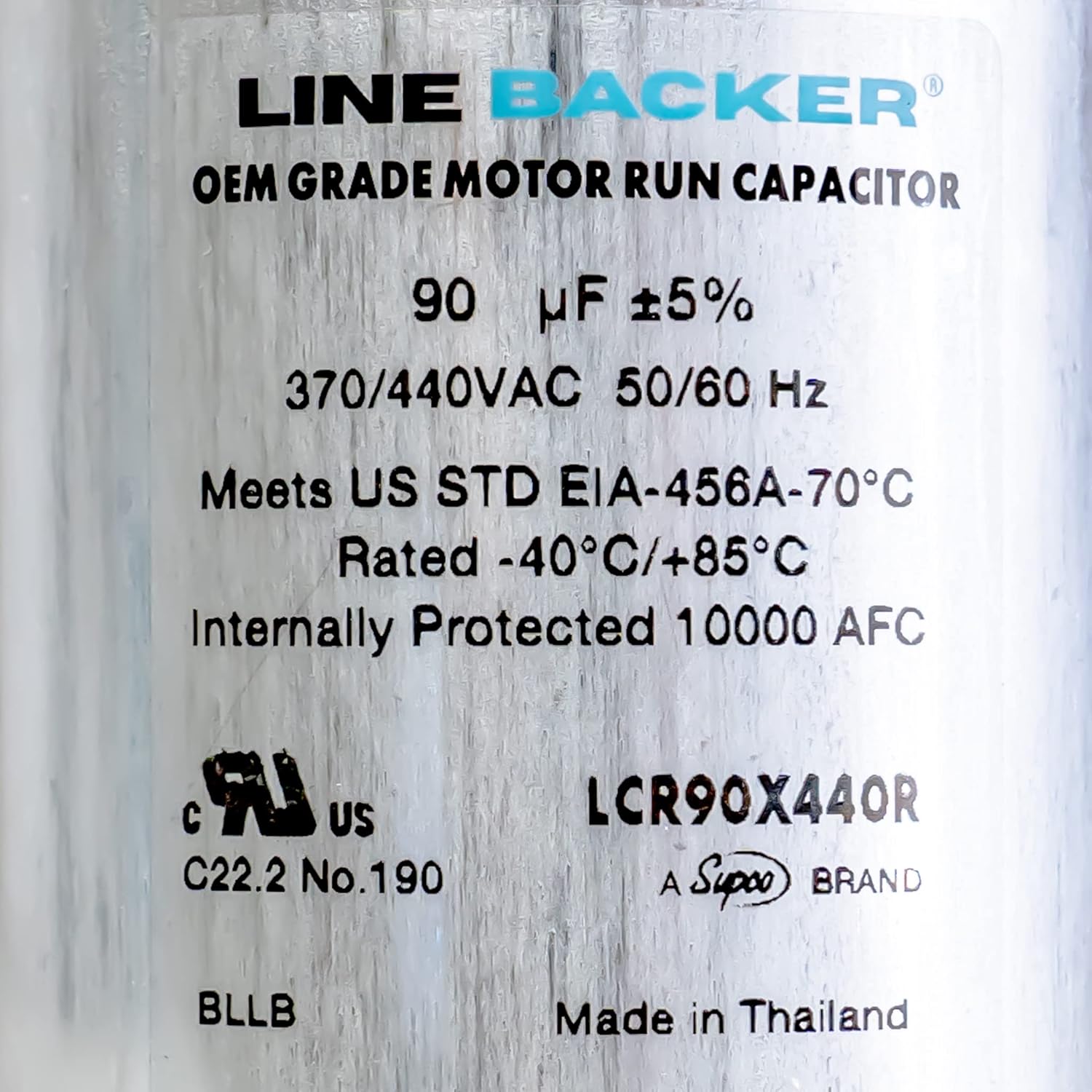Supco Capacitor Round Run 90 uf 370/440 Volts for HVAC Motors Compressors LCR90X440R Linebacker