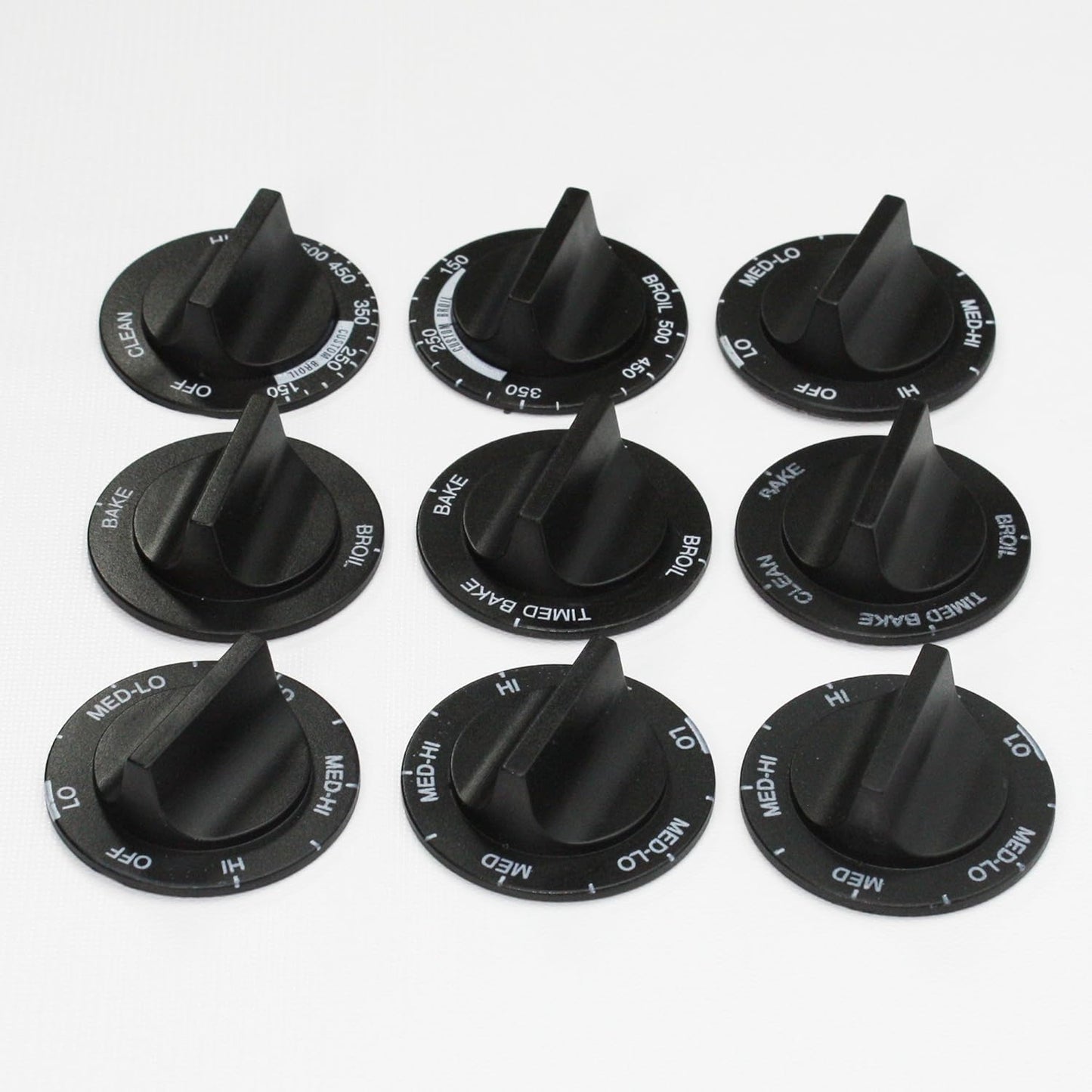 Supco RK362 Direct Replacement Range Knob Set For Whirlpool 814362, 3149928, 3150345, Set of 9 Knobs