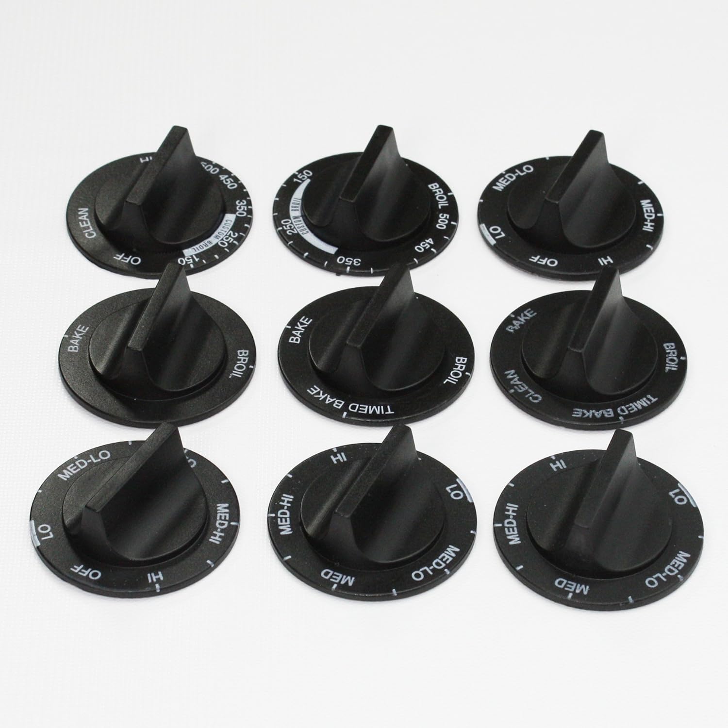 Supco RK362 Direct Replacement Range Knob Set For Whirlpool 814362, 3149928, 3150345, Set of 9 Knobs