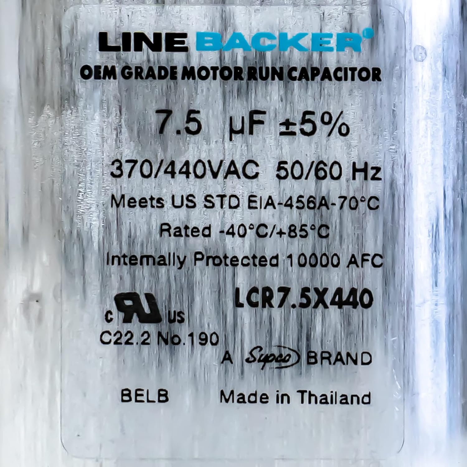 Supco Capacitor Oval Run 7. 5 uf 370/440 Volts for HVAC Motors Compressors LCR7.5X440 Linebacker