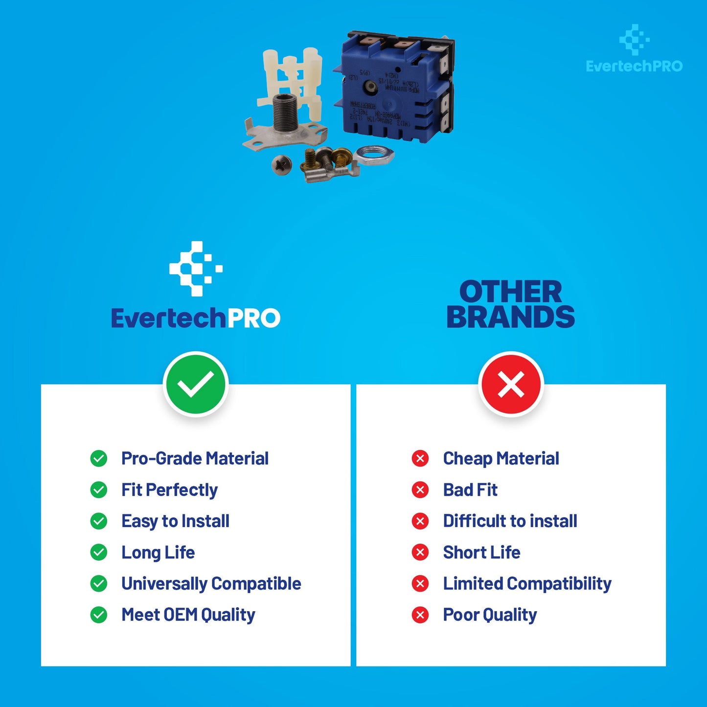 WP9759474 / 9759474 Range Infinite Surface Element Switch Compatible with – Fits Whirlpool*, Maytag*, KitchenAid*, Jenn-Air*, Kenmore* Electric Ranges