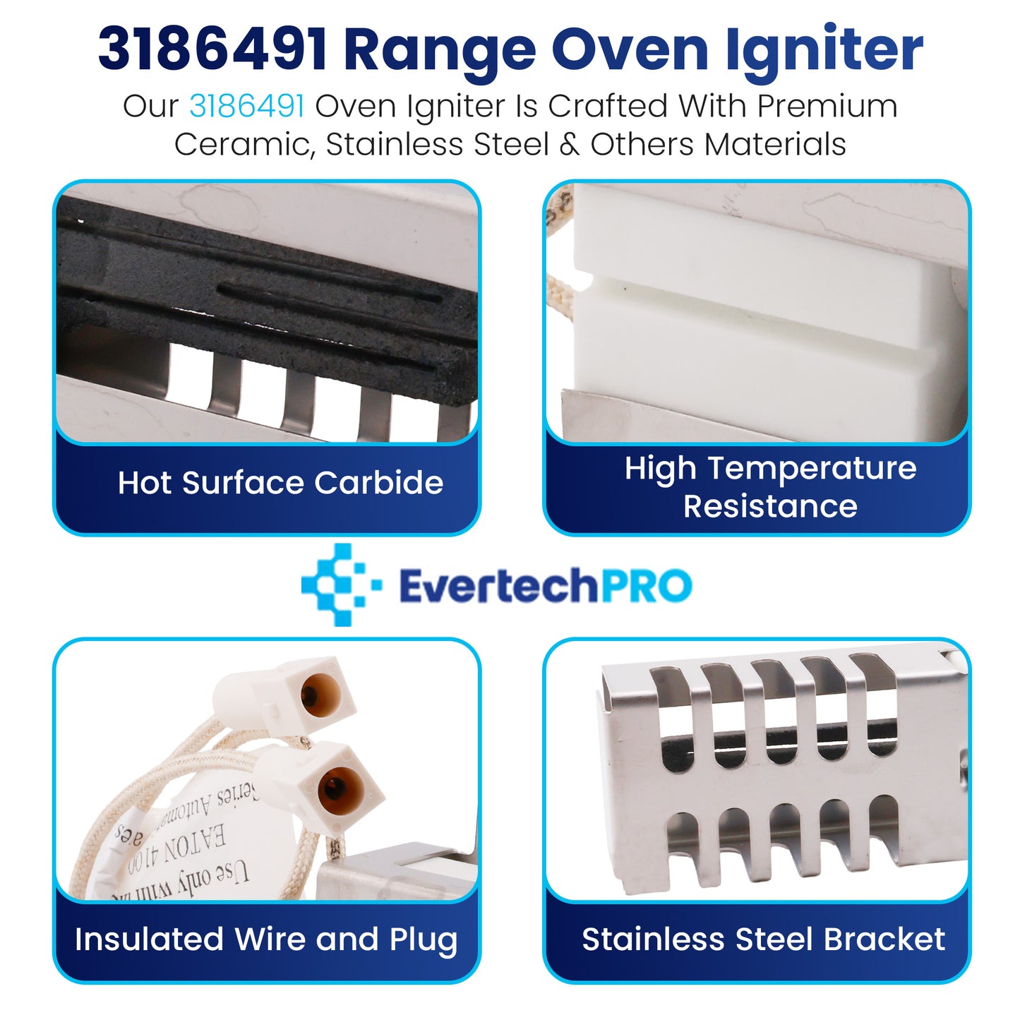 EvertechPRO DG94-01012A Gas Range Oven Igniter for Samsung
