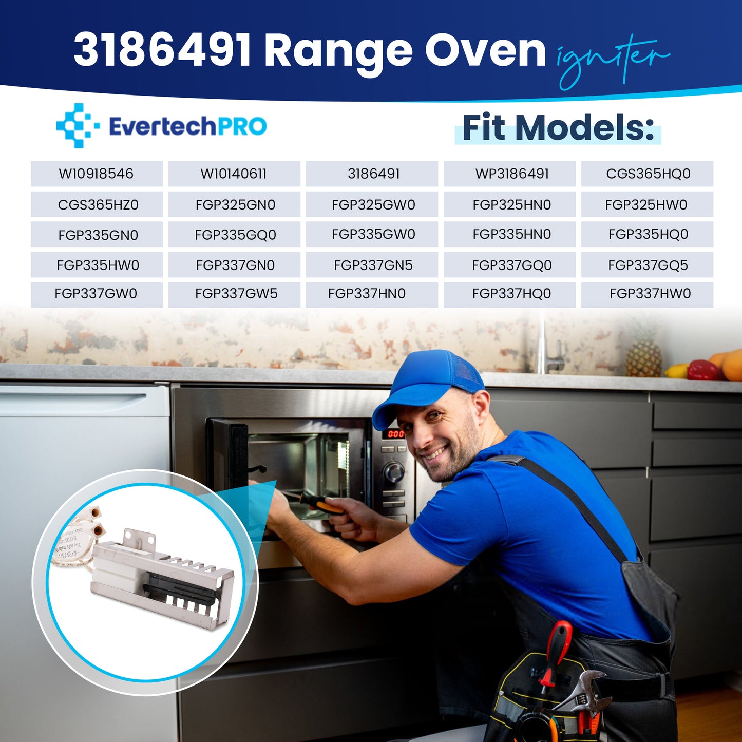 EvertechPRO DG94-01012A Gas Range Oven Igniter for Samsung