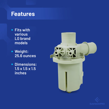 EvertechPRO 4681EA1007A Washer Drain Pump Compatible with LG and Kenmore