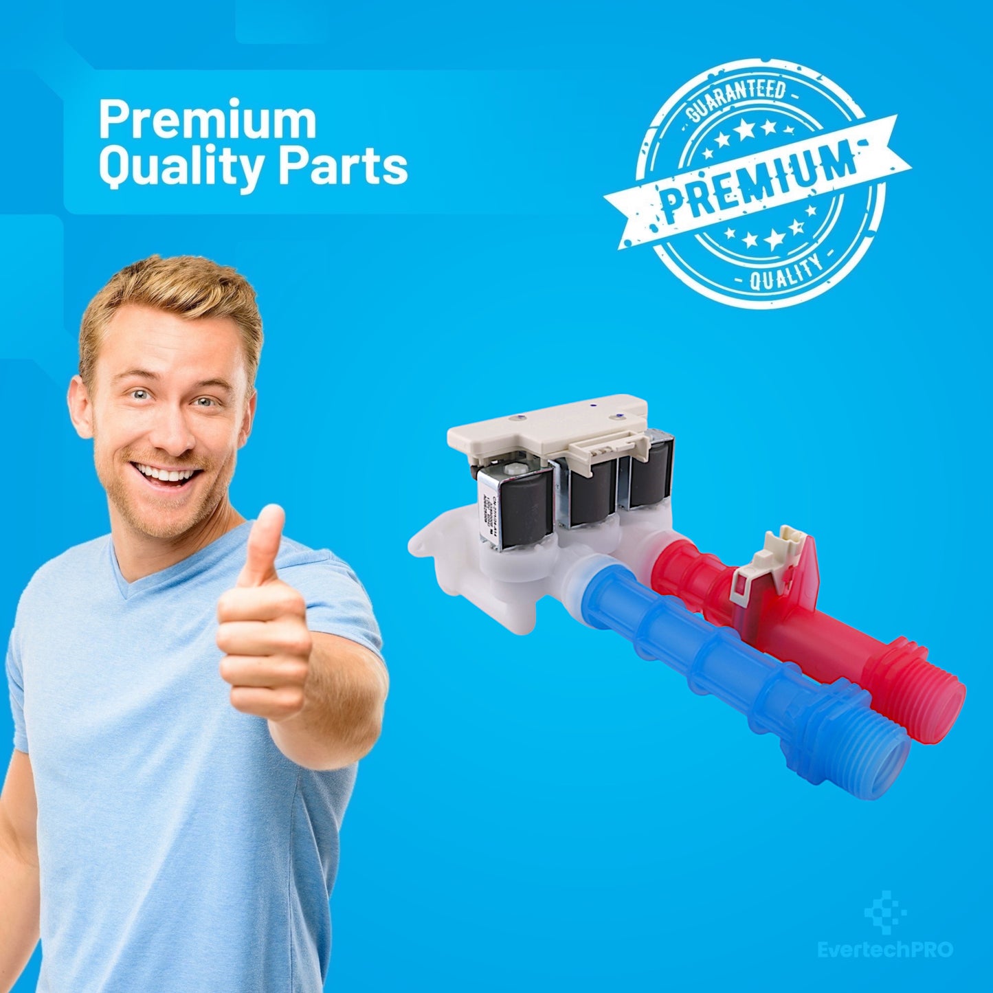 EVERTECHPRO 5304528029 Washer Water Valve Replacement - High-Quality Part Compatible with Frigidaire, Electrolux, and More